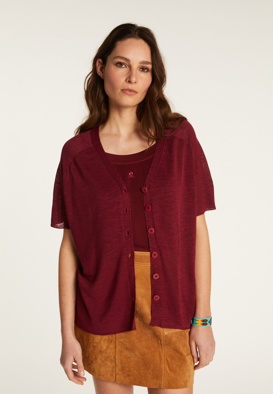 Flamed Linen Button T-Shirt - Lily