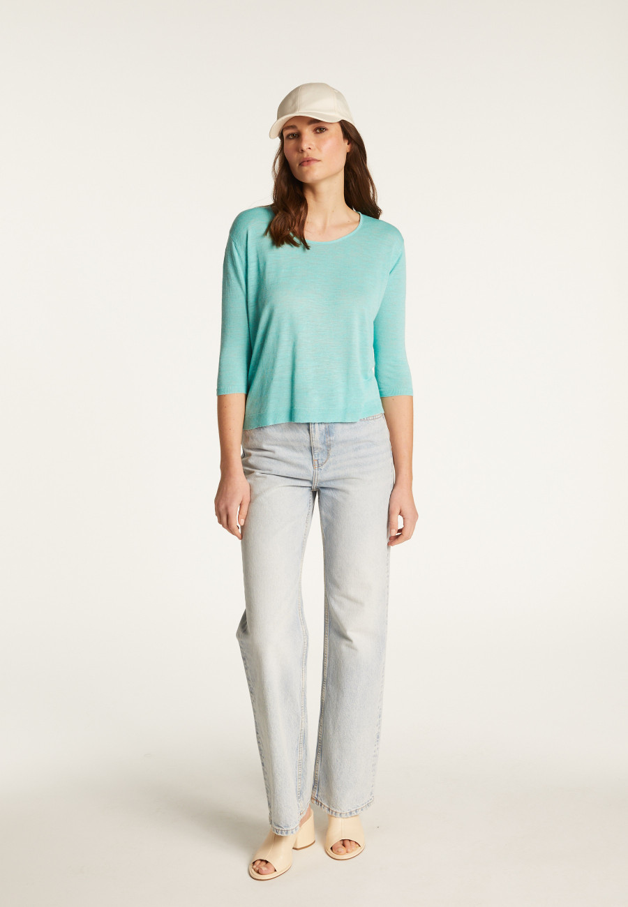 Camiseta gola redonda em linho flamejado - Domy