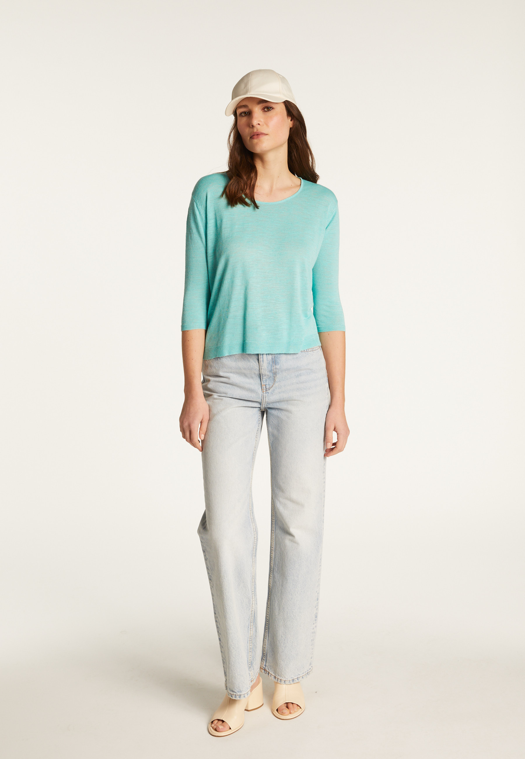 Round neck t-shirt in flamed linen - Domy