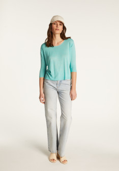 Round neck t-shirt in flamed linen - Domy