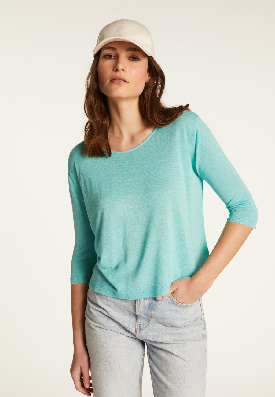 Camiseta gola redonda em linho flamejado - Domy