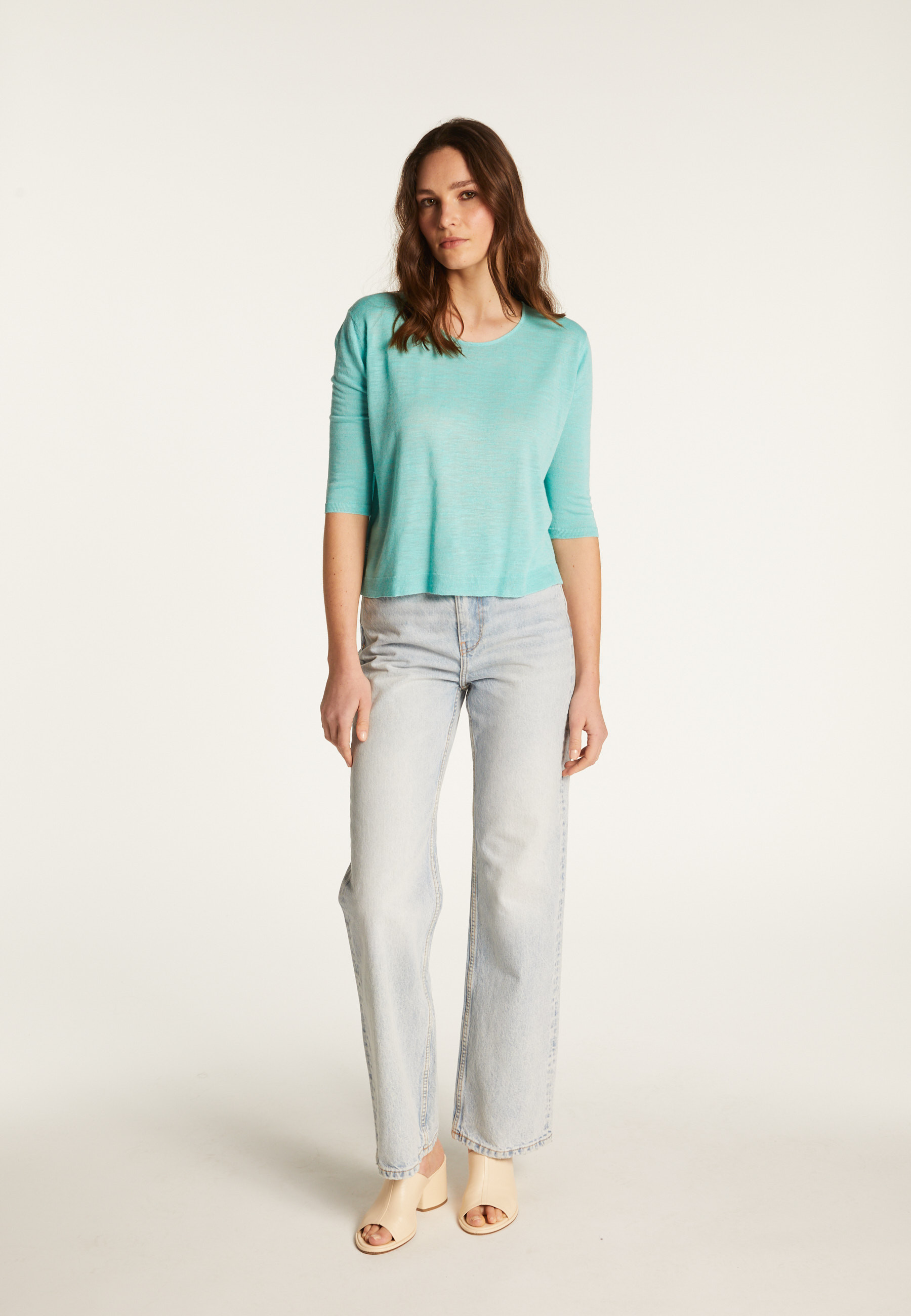 Round neck t-shirt in flamed linen - Domy