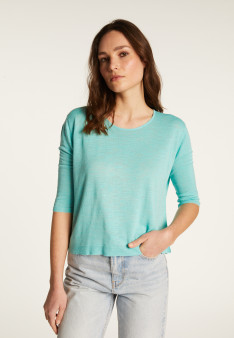 T-shirt col rond en lin flammé - Domy