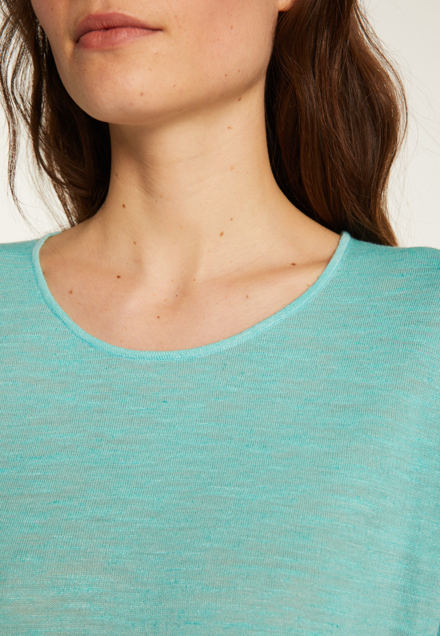 Round neck t-shirt in flamed linen - Domy