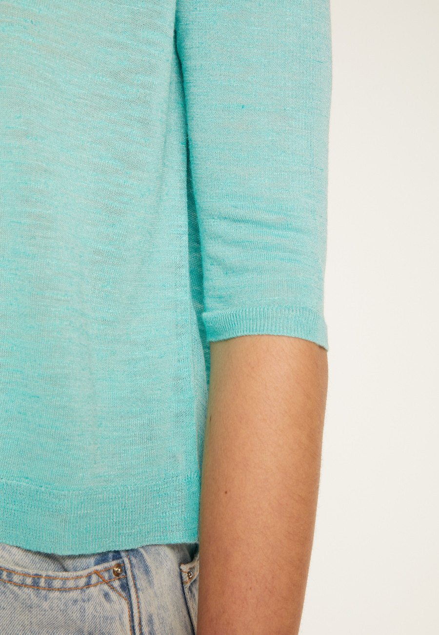 Round neck t-shirt in flamed linen - Domy