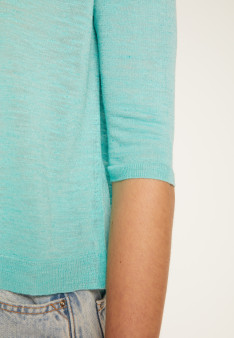 Round neck t-shirt in flamed linen - Domy