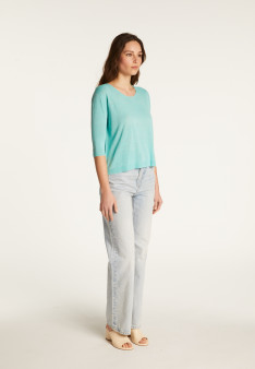 T-shirt col rond en lin flammé - Domy