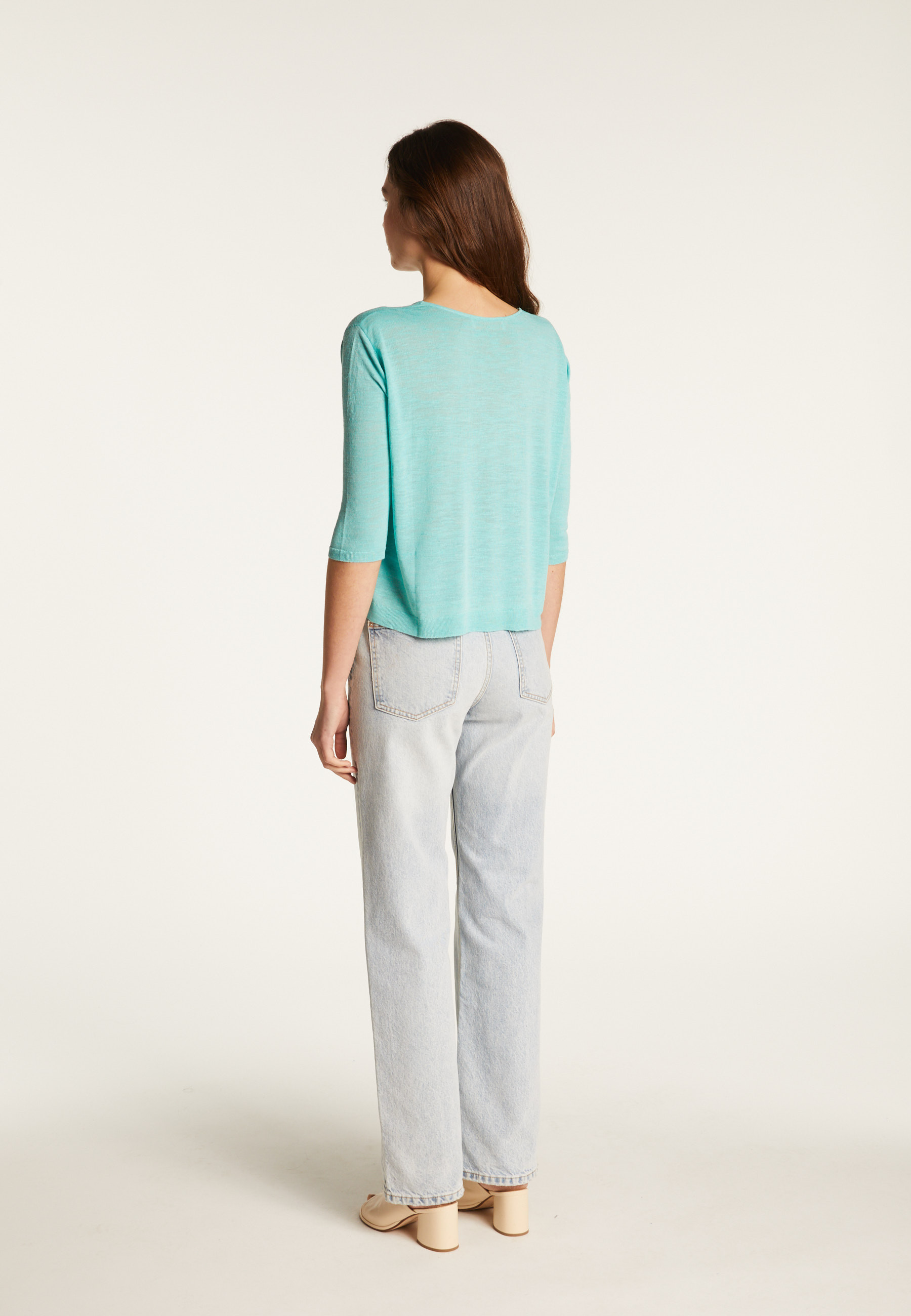 Round neck t-shirt in flamed linen - Domy