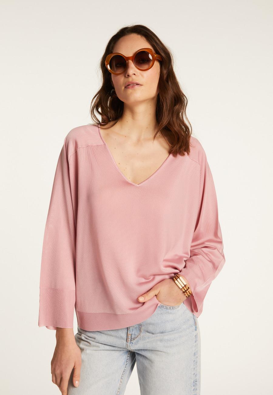 Pull col V en fil lumière - Delly