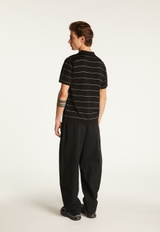 Polo à rayures en Fil Lumière Léon 6011 crepuscule - 01 Noir