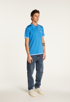 Polo fines rayures Fil Lumière Laurentin 6042 flot - 06 bleu moyen