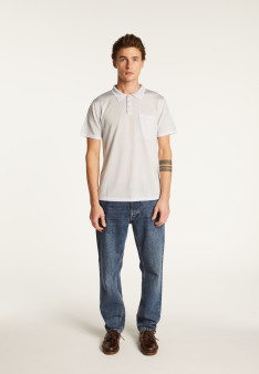 Polo fines rayures Fil Lumière Laurentin 6042 flot - 06 bleu moyen