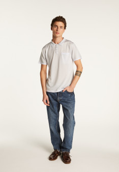 Polo fines rayures Fil Lumière Laurentin 6042 flot - 06 bleu moyen