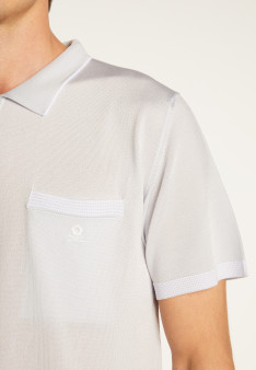 Polo fines rayures Fil Lumière Laurentin 6042 flot - 06 bleu moyen