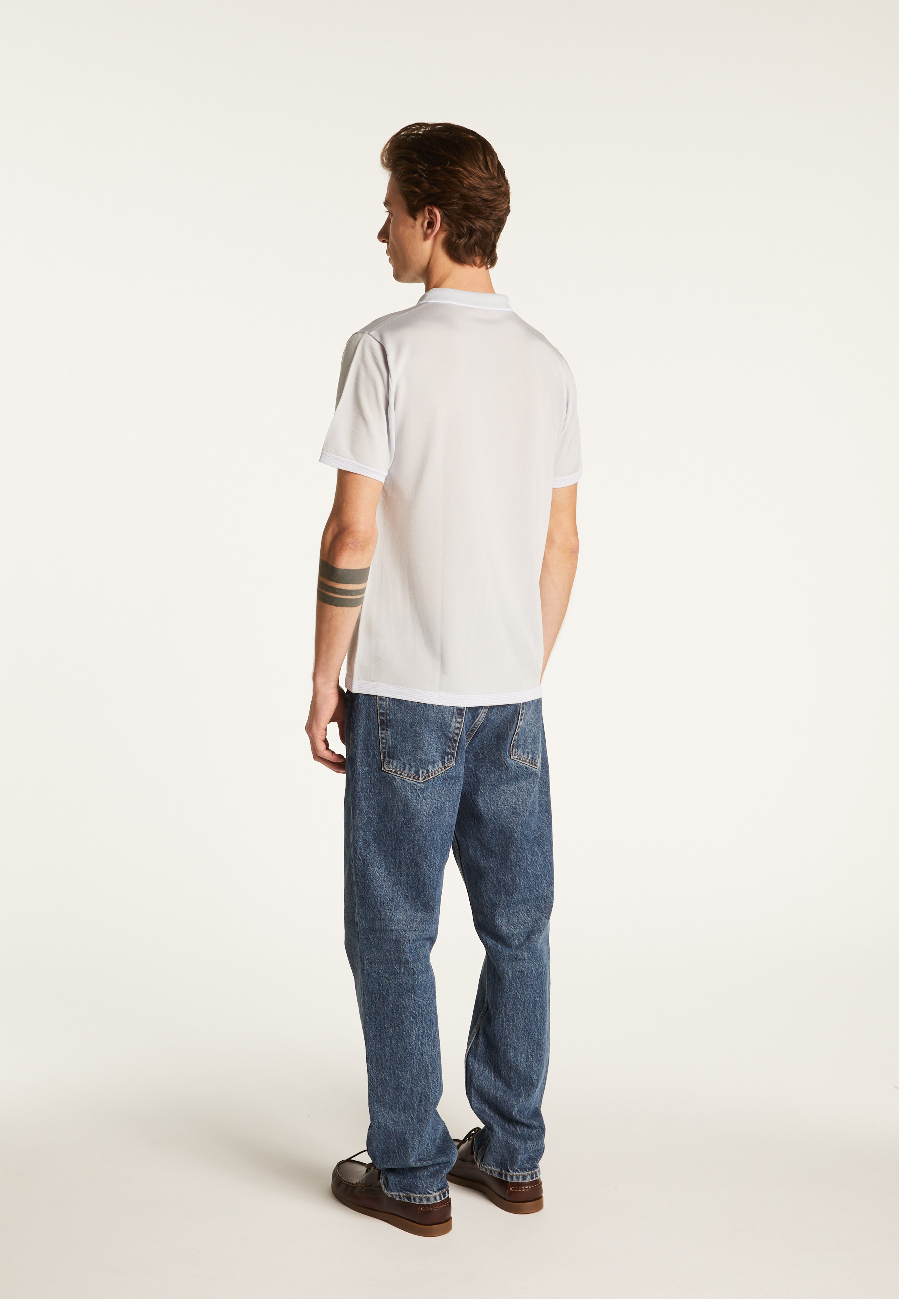 Polo fines rayures Fil Lumière Laurentin 6042 flot - 06 bleu moyen