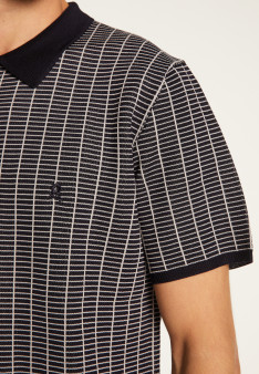 Polo à carreaux Fil Lumière maille épaisse - Laurent 6140 marine - 05 Bleu marine