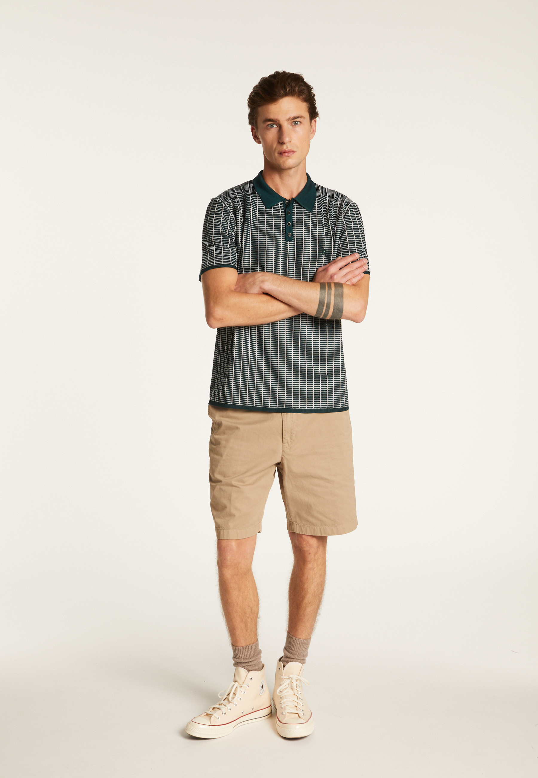 Polo à carreaux Fil Lumière maille épaisse - Laurent 6140 marine - 05 Bleu marine