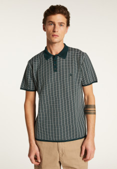 Polo à carreaux Fil Lumière maille épaisse - Laurent 6140 marine - 05 Bleu marine