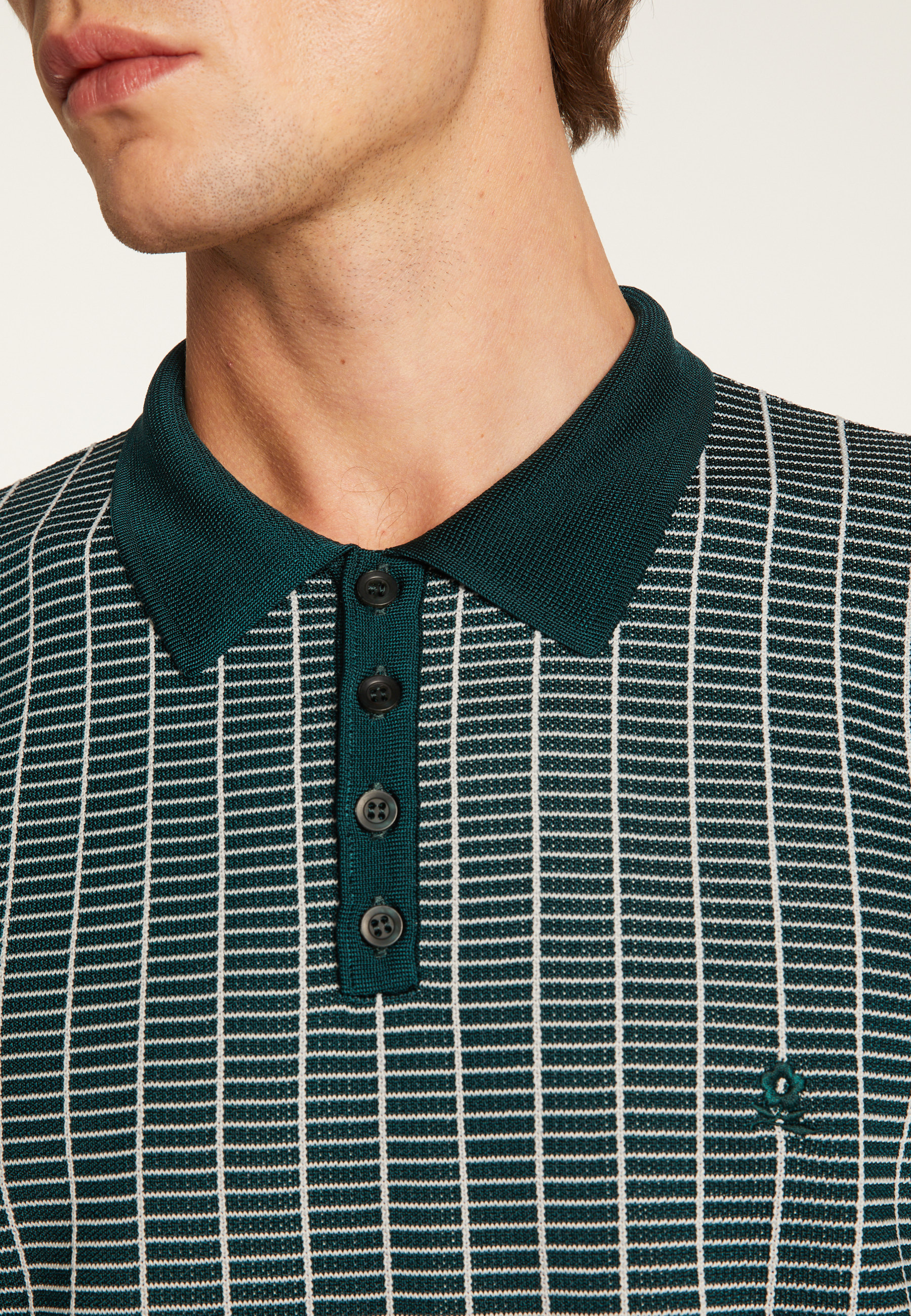 Polo à carreaux Fil Lumière maille épaisse - Laurent 6140 marine - 05 Bleu marine