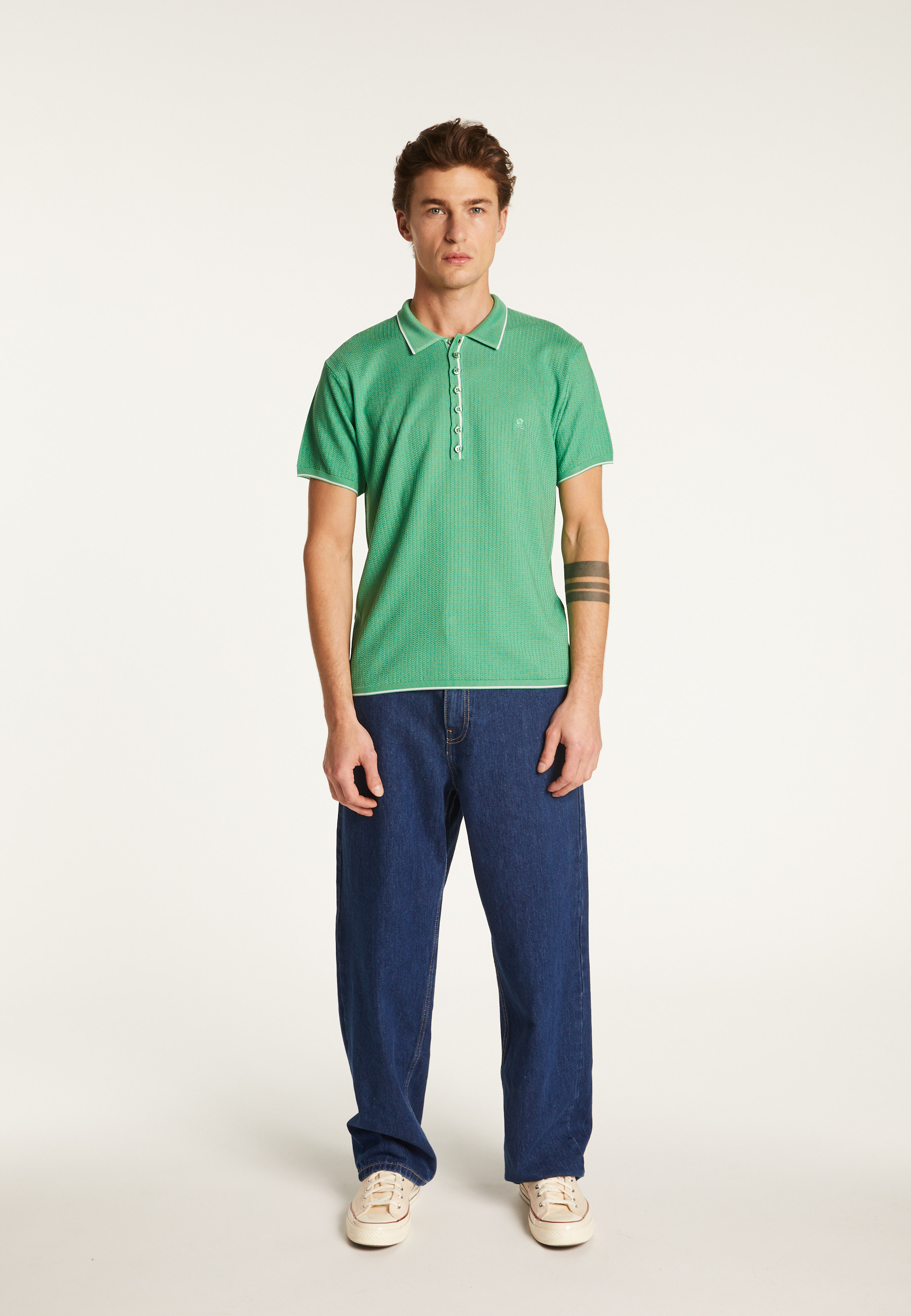 Polo fantaisie Fil Lumière Loic 6051 trèfle- 22 vert moyen