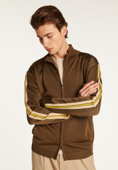 Veste zippée en fil lumière - Romuald 7767 kaki/raphia/citron - 83 Kaki