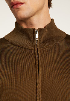 Veste zippée en fil lumière - Romuald 7767 kaki/raphia/citron - 83 Kaki