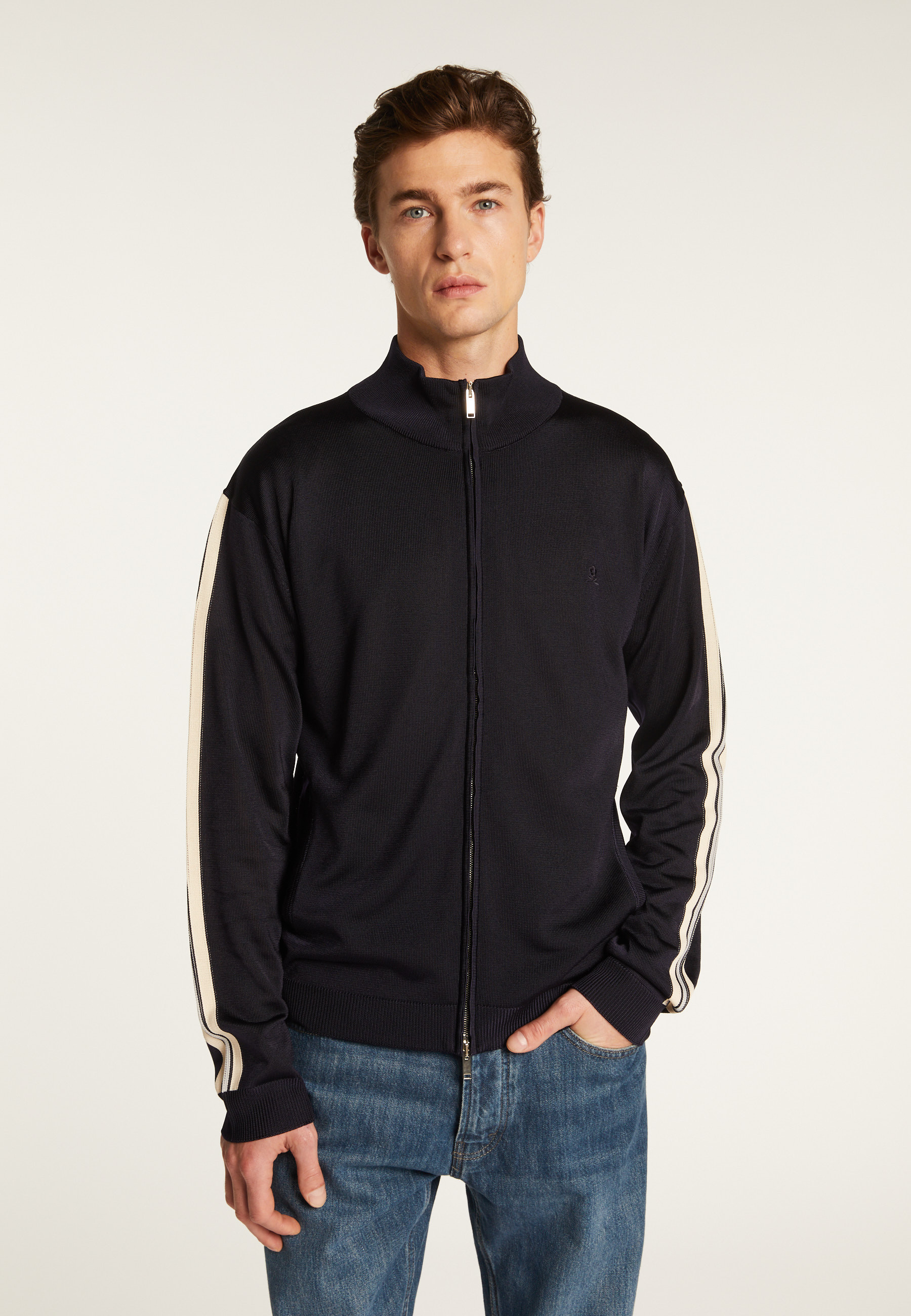 Veste zippée en fil lumière - Romuald 7767 kaki/raphia/citron - 83 Kaki