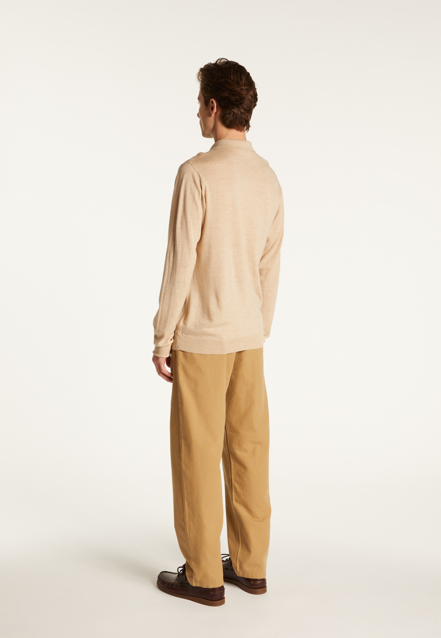 Merino wool long sleeve polo shirt - Eni