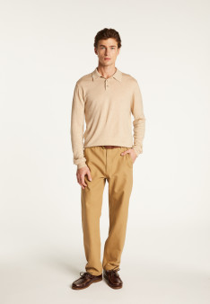 Merino wool long sleeve polo shirt - Eni
