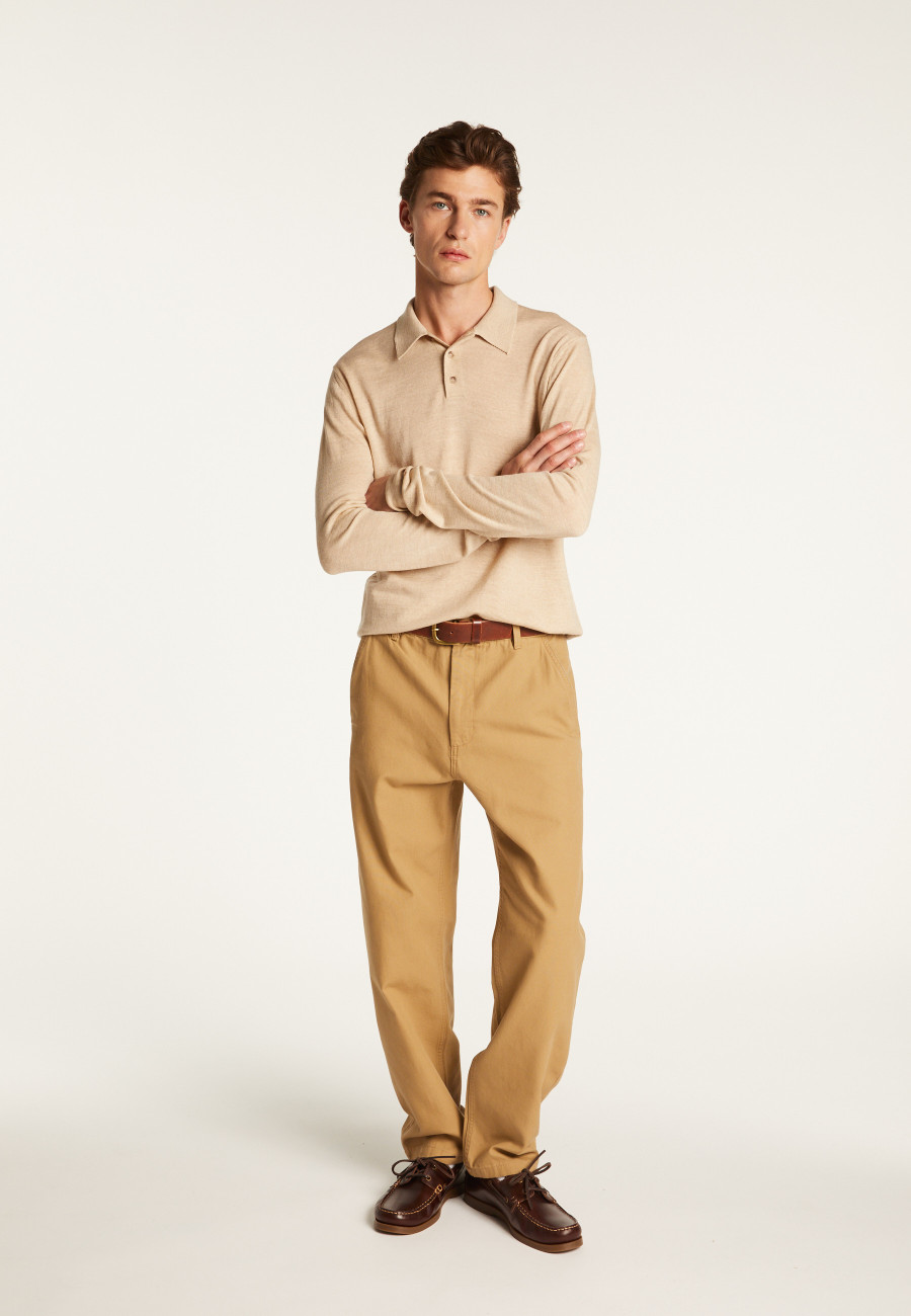 Camisa polo de manga comprida em lã merino - Eni