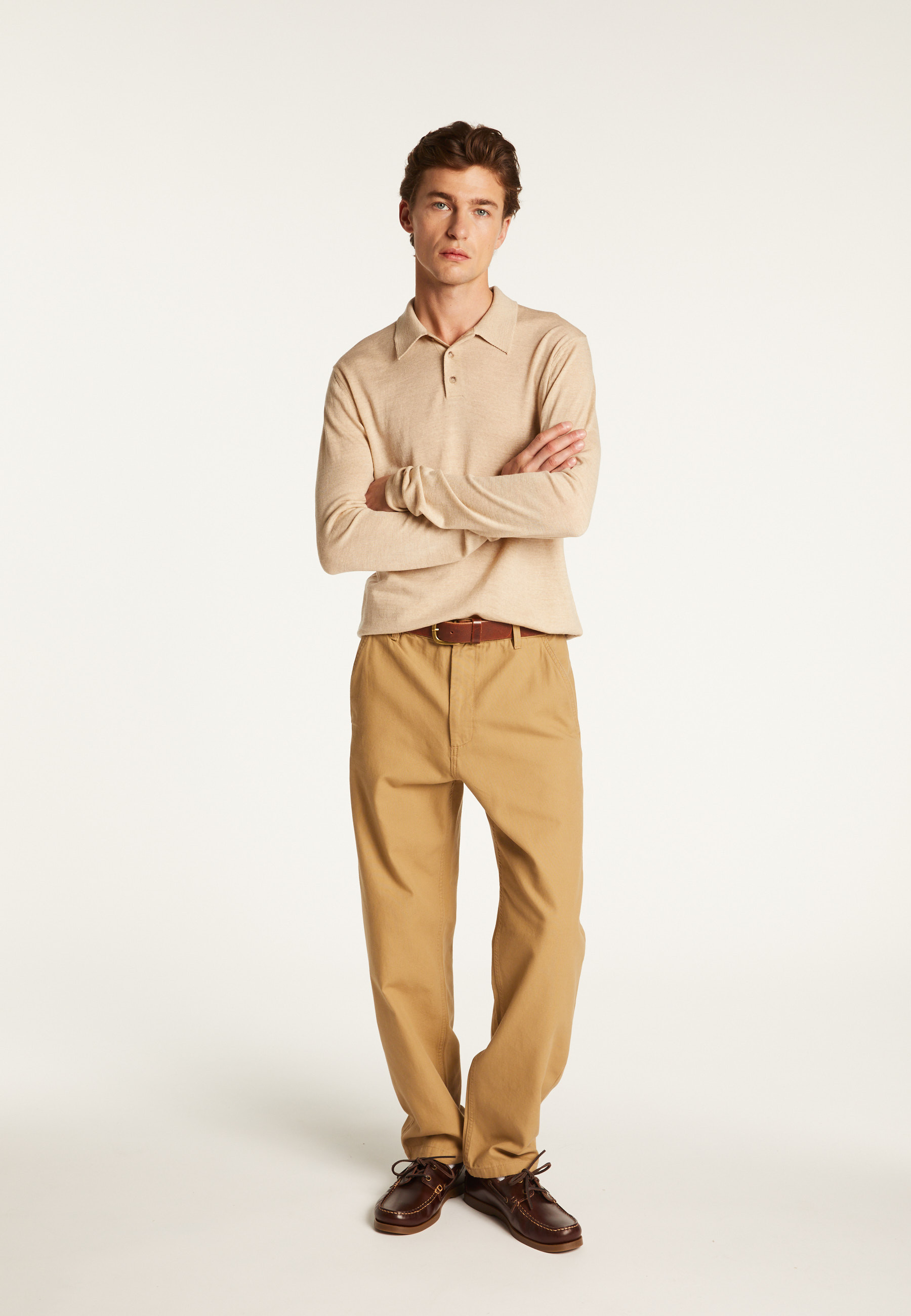 Merino wool long sleeve polo shirt - Eni