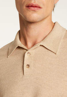 Merino wool long sleeve polo shirt - Eni