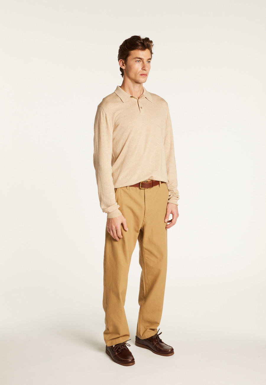 Merino wool long sleeve polo shirt - Eni