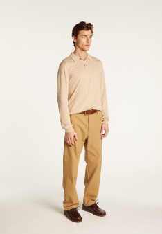 Merino wool long sleeve polo shirt - Eni