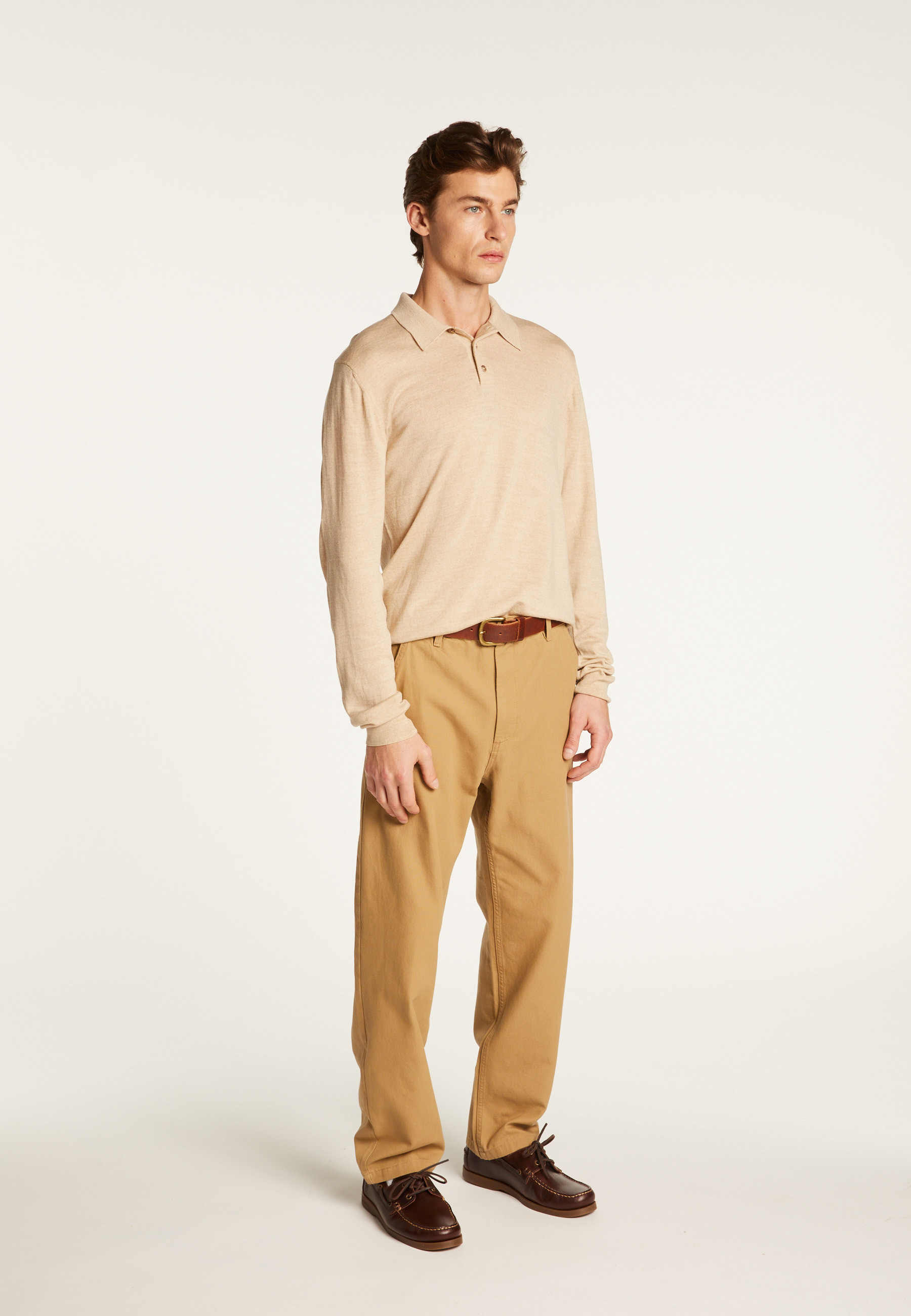 Merino wool long sleeve polo shirt - Eni