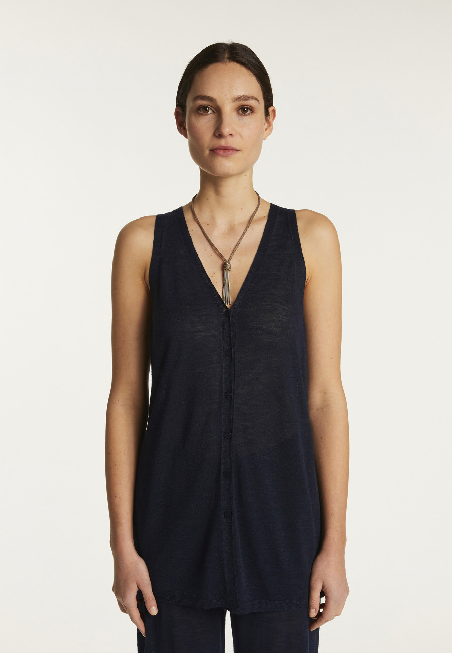 Short sleeved slub linen vest - Dara