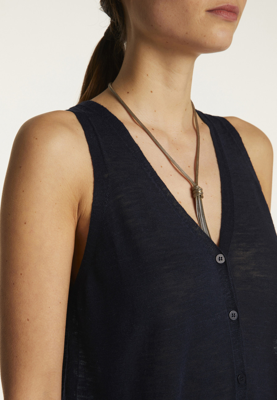 Short sleeved slub linen vest - Dara