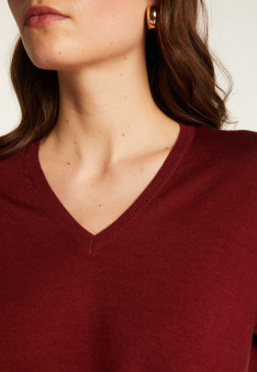 Pull à fentes col v en laine - Bernice 7002 arome - 82 Ecru