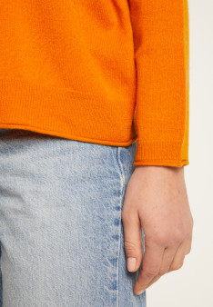 Pull ample boutonné à col rond en cachemire - Acene 7443 paon - 06 Bleu moyen