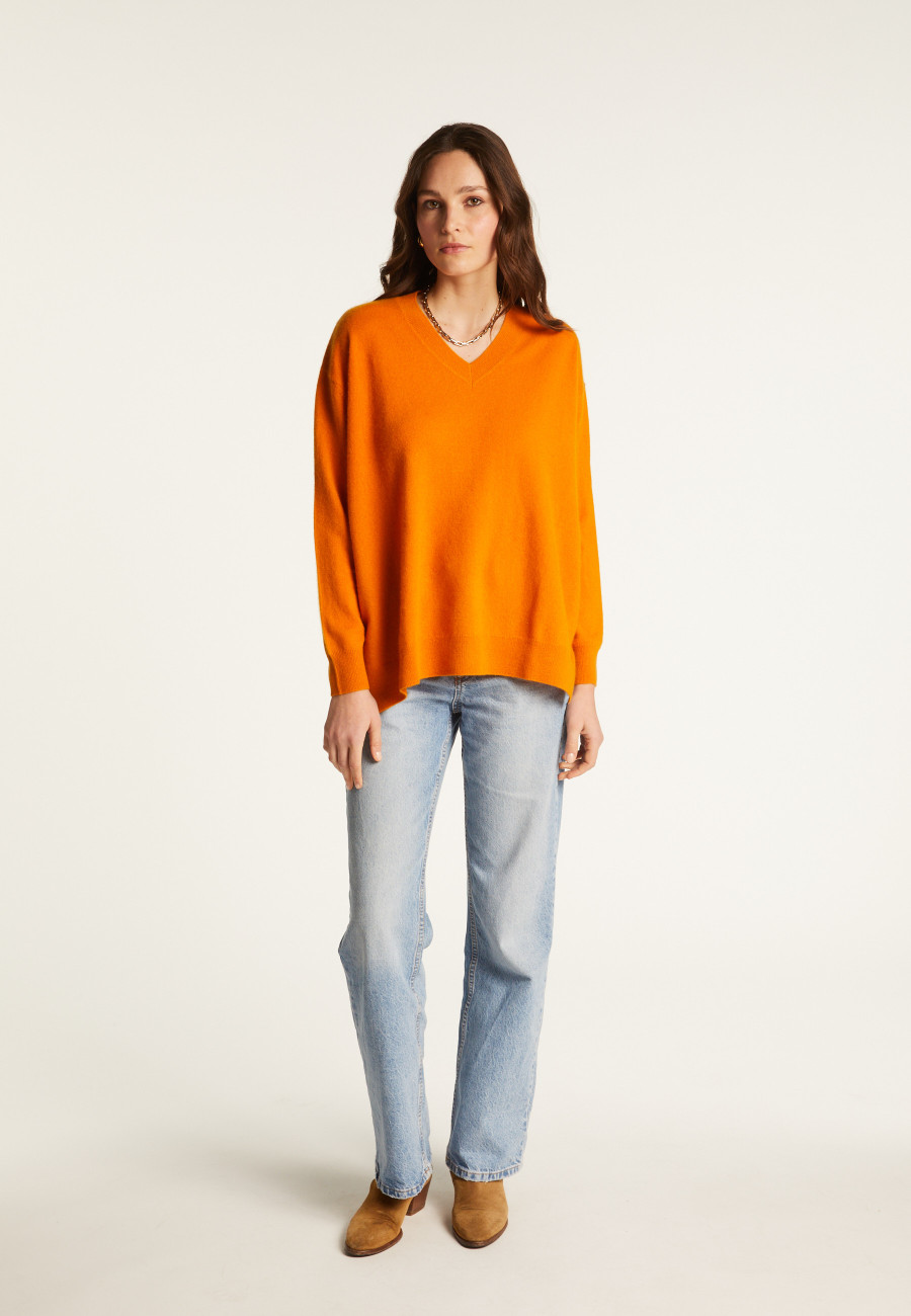 V-neck cashmere sweater with slits and ribbing - Alienor