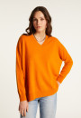 Pull col V en cachemire à fentes et bords côtes - Alienor 7460 tournesol - 15 Orange