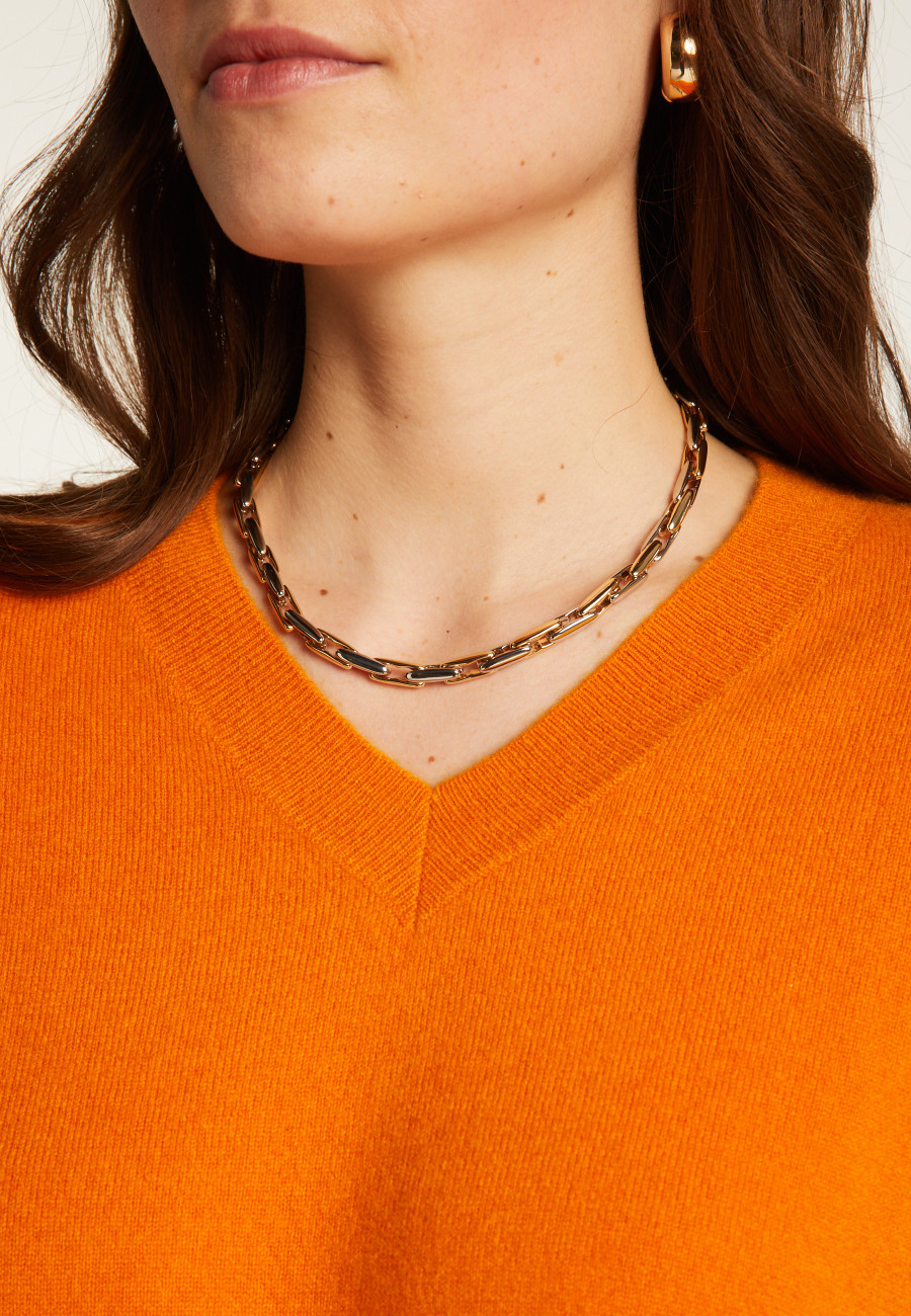 V-neck cashmere sweater with slits and ribbing - Alienor