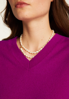 Loose sweater with V-neck slits in cashmere - Alienor