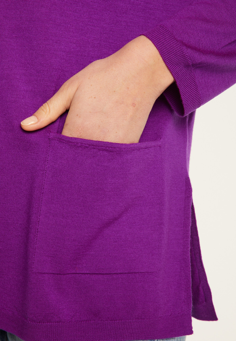 Suéter decote em V com bolsos em lã merino - Albertine