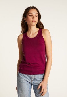 Merino wool round-neck jersey stitch tank top - Antenia