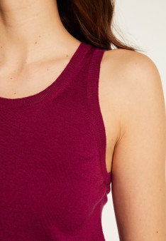 Merino wool round-neck jersey stitch tank top - Antenia