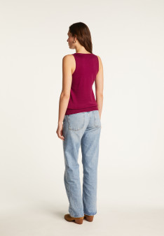 Merino wool round-neck jersey stitch tank top - Antenia