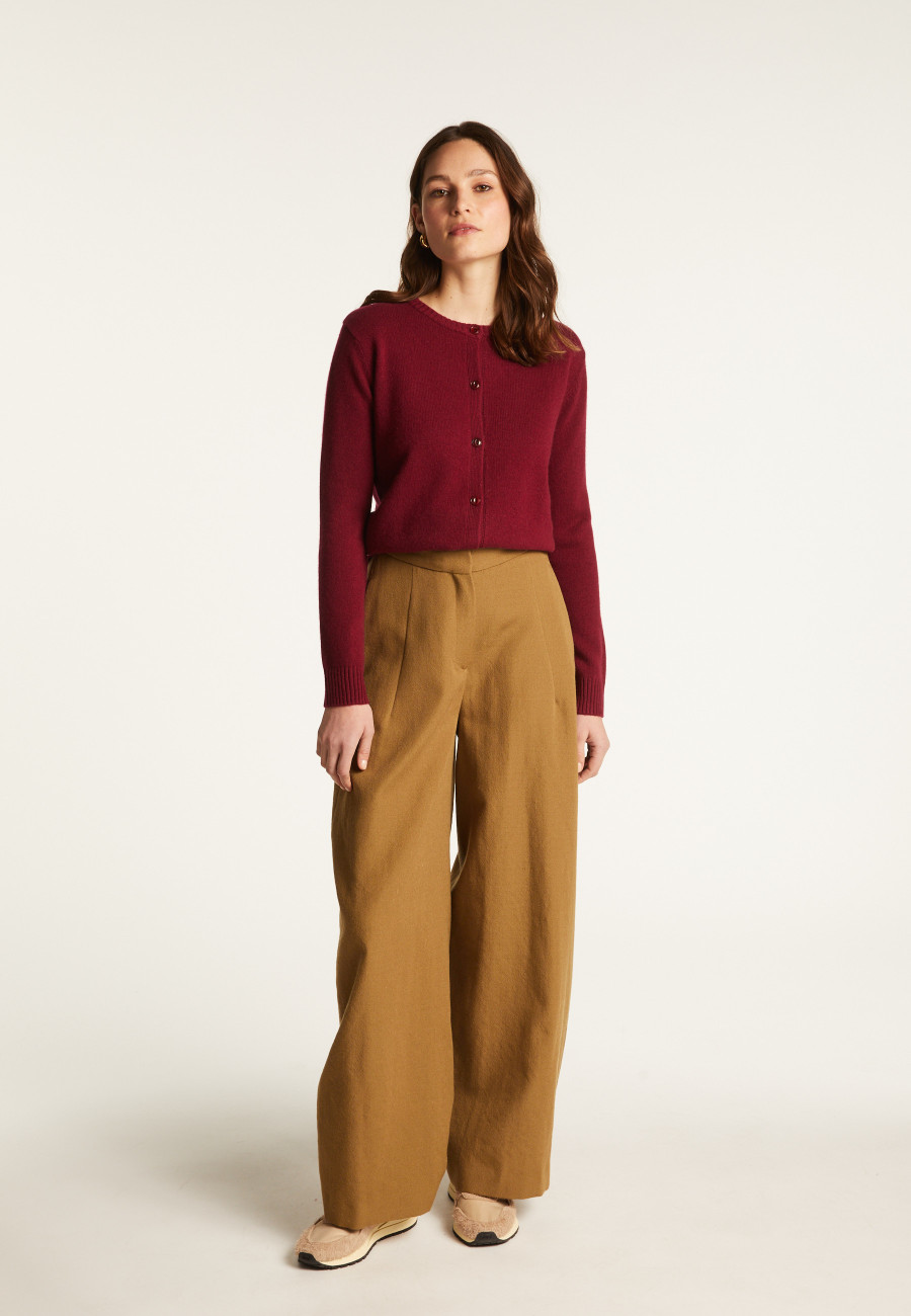 Cardigan de cashmere com gola redonda e botões - Adelys