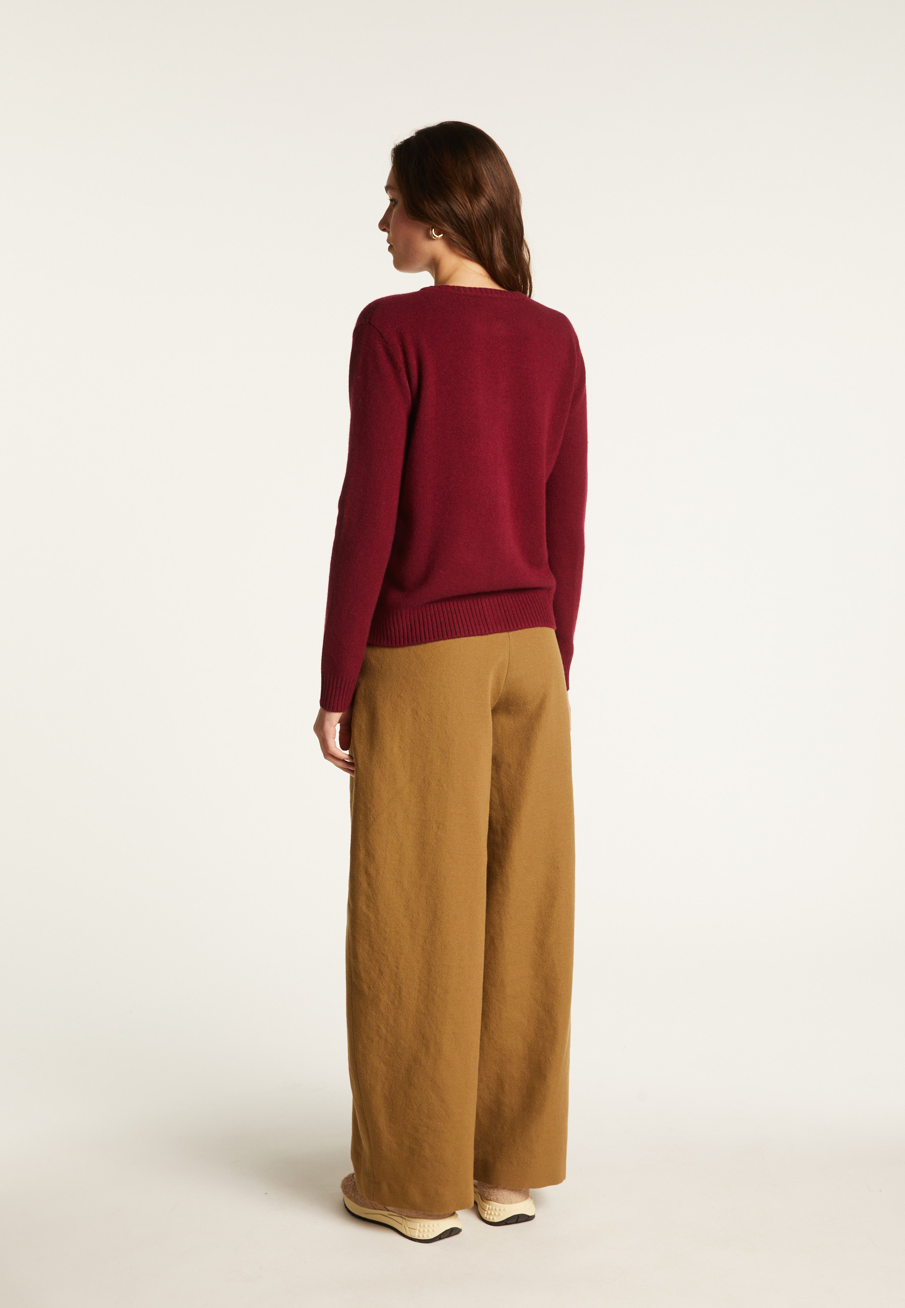 Cardigan en cachemire col rond boutonné - Adelys 7451 bronze - 83 Kaki