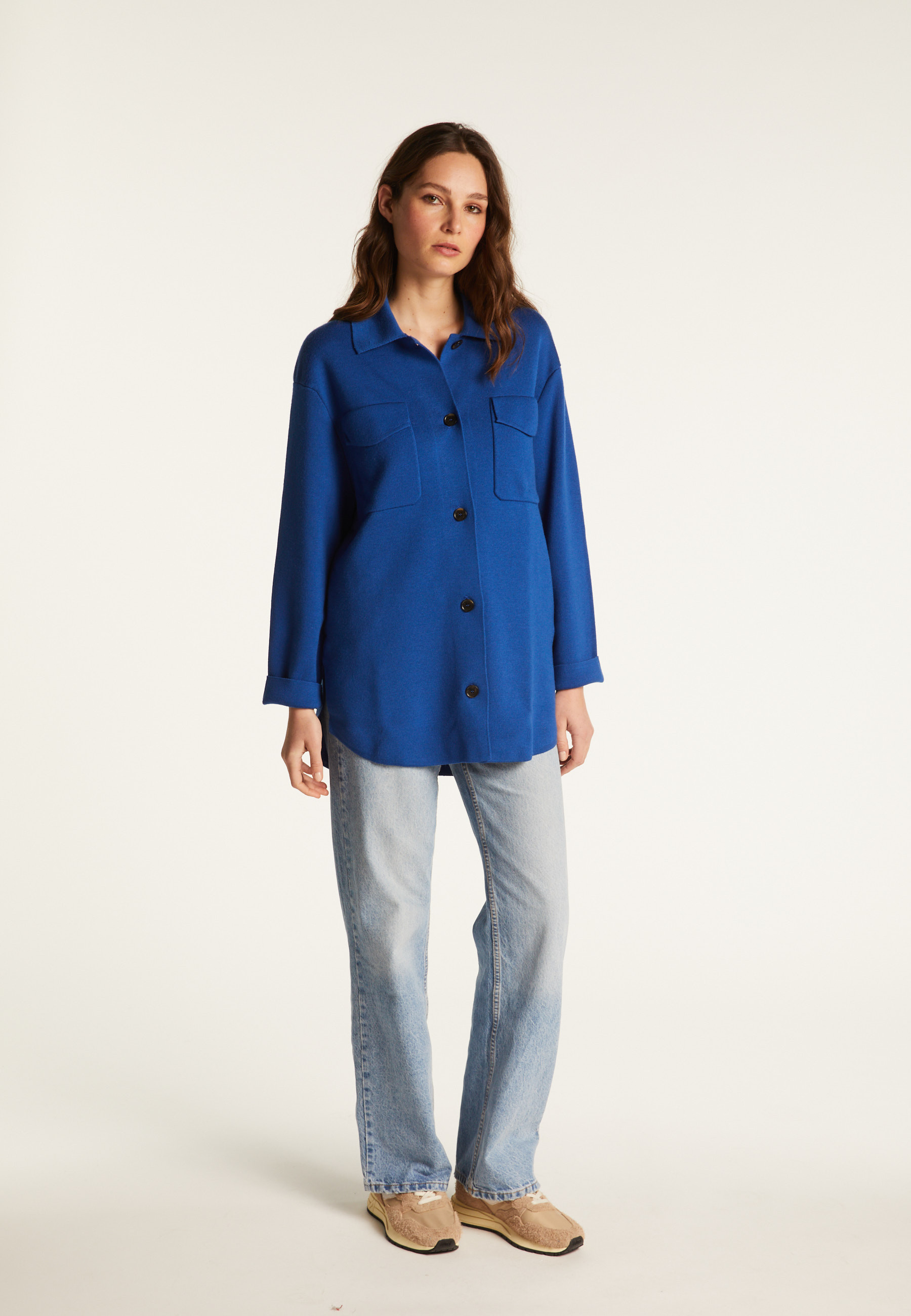 Button-down jacket with merino wool pockets - Giselle